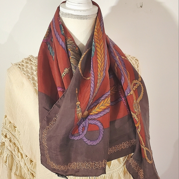 Vintage Accessories - Equestrian Horse 100% Silk Scarf Buttery Smooth RARE FIND